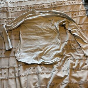 Kuhl Light Gray Striped Long Sleeve Pocket Tee